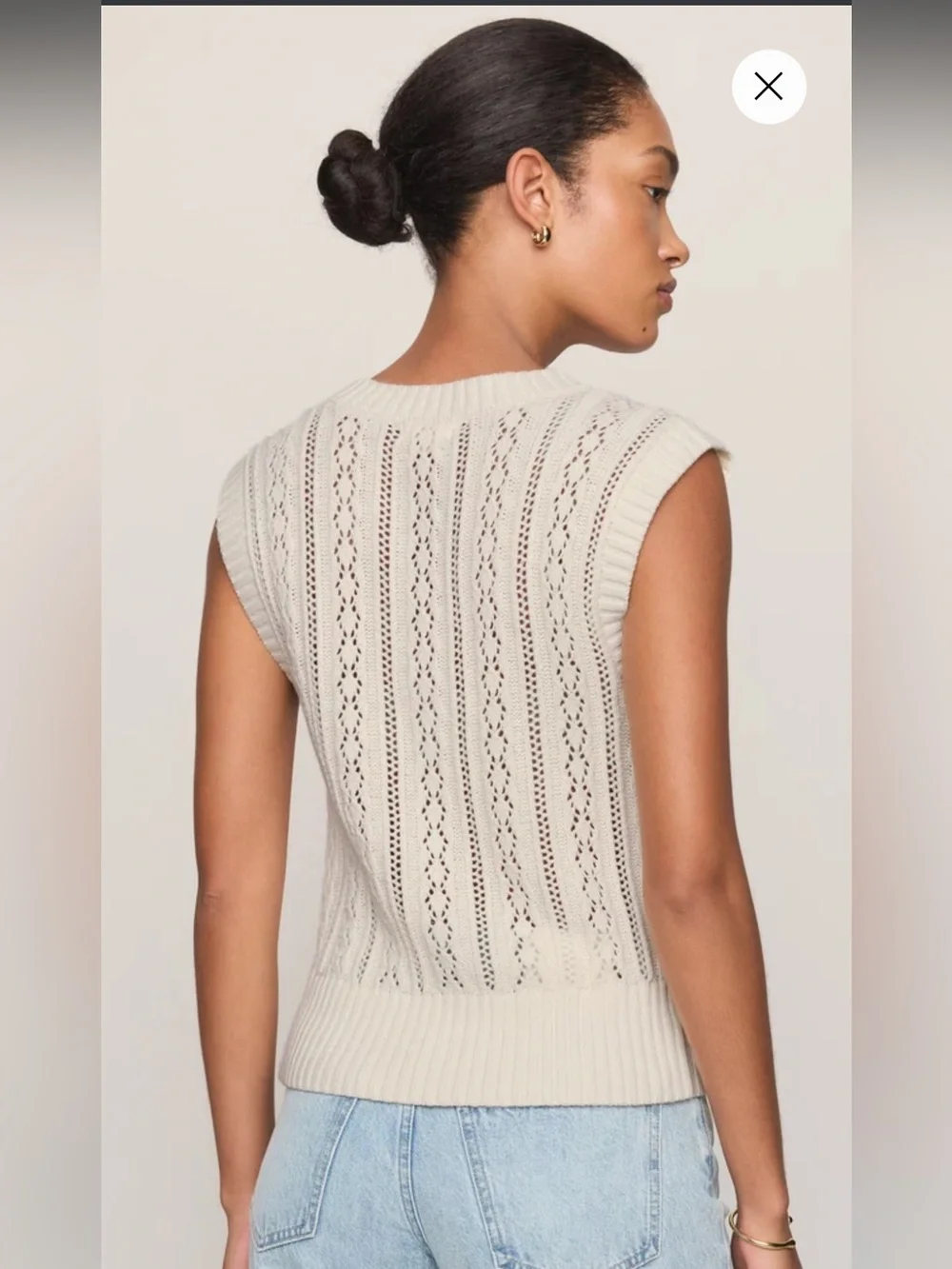 z supply cabot cream crochet button front sweater vest blouse size small NEW